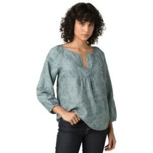 Nwt Prana Women's Blue Leonardo Floral Print Top XL